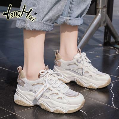 Сетчатые дышащие толстые кроссовки с увеличенной подошвой 2024 года, новые модные удобные кроссовки для бега и спорта для женщин на лето