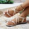 Large Size Beach Sandals Women's Toe-woven Flat Slippers Women