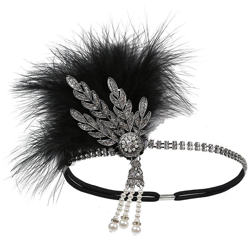 Hairband Headpiece Feather Flapper Headband Headdress Vintage Costume Party Hairband For Women Feather Headpiece