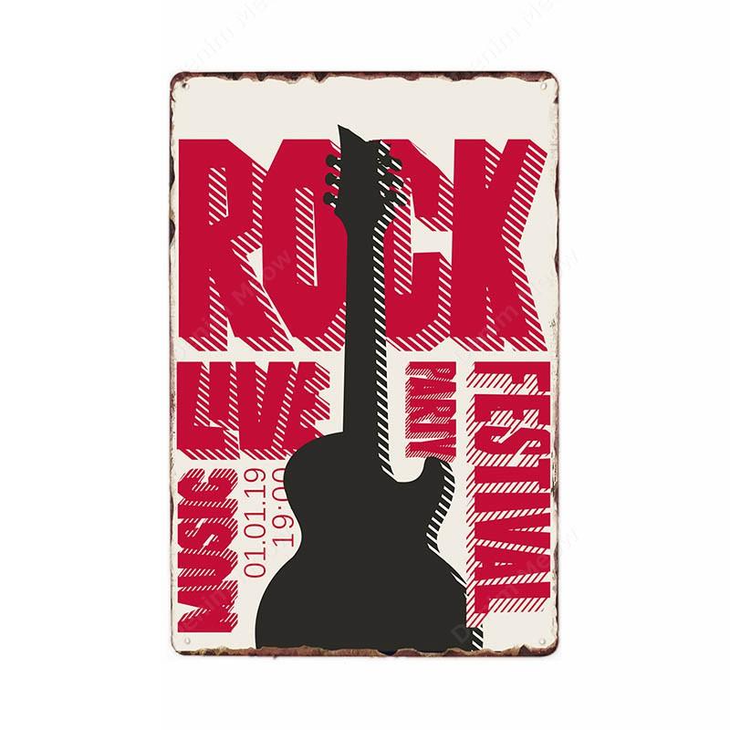 Рок-фестиваль винтажная металлическая жестяная вывеска живая музыка художественный плакат доска хард-рок ржавая тарелка для бара, клуба, кафе, паба, домашний декор стен
