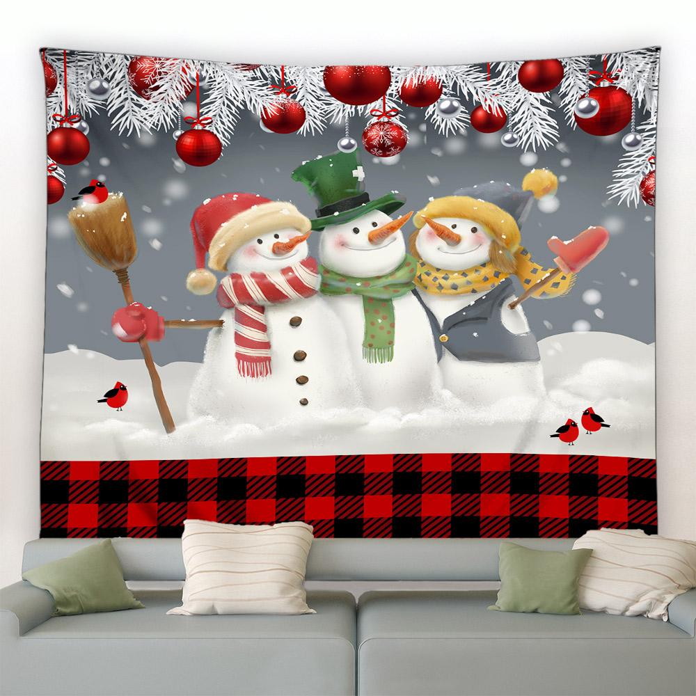 Санта-Клаус Снеговик с декоративным принтом и узором гобелен для дома, гостиной, спальни, настенное украшение, фон, тканевый гобелен