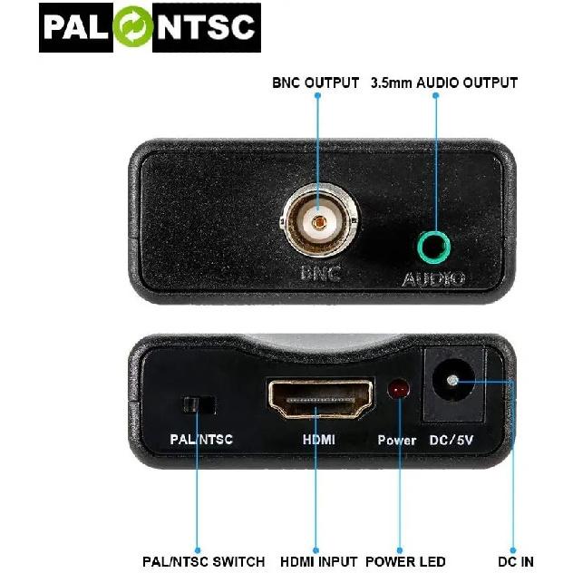 HDMI-compatible to BNC Converter Display HD 1080P/720P Video Adapter Surveillance Monitor