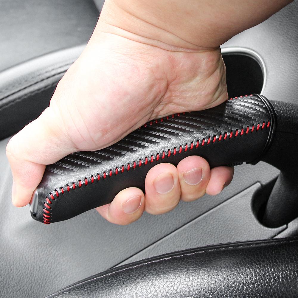 Carbon Fiber Style Leather Gears Handbrake Cover Auto Interior for Mitsubishi Outlander ASX RVR Pajero Lancer Opel Astra H J G Mokka