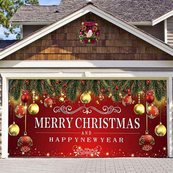 480x210 см Рождественский гобелен на дверь гаража Санта-Лось Снеговик с принтом в помещении и на открытом воздухе праздник настенный баннер фон дверная крышка декоративная ткань