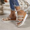 Women's Wide Width Peep-Toe Sandals, Wedge Heel Summer Slides, Wholesale Casual Slippers for Women