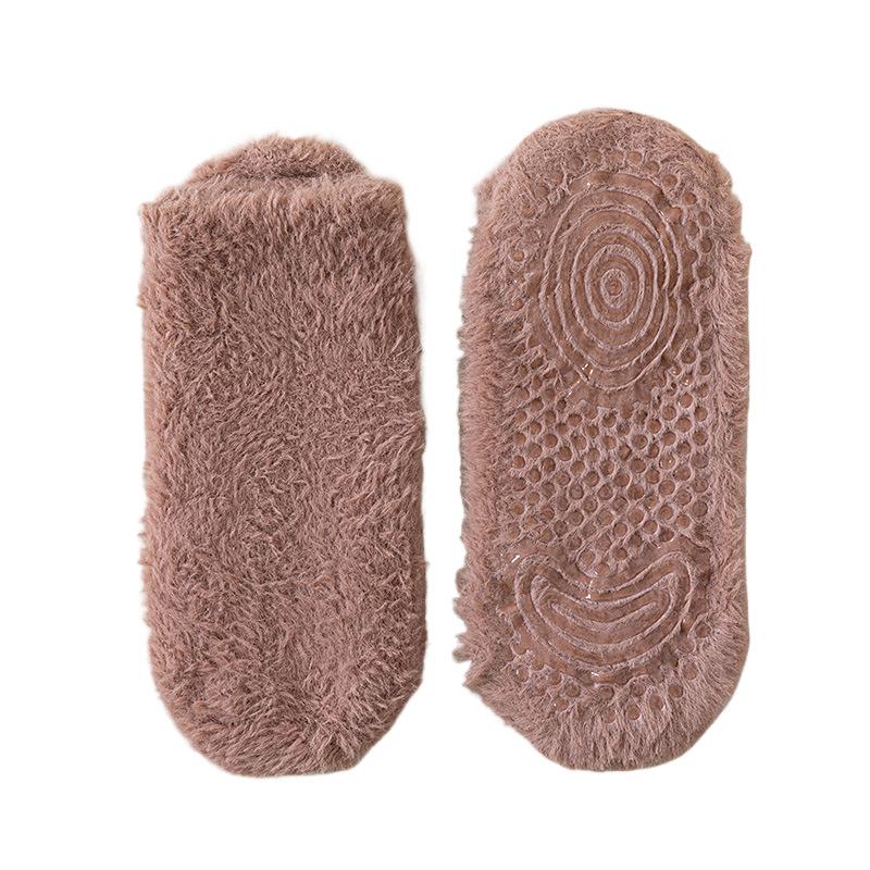 Низкие нескользящие носки для пола, носки из кораллового флиса, женские осенне-зимние утолщенные теплые короткие носки из флиса, домашние носки для сна, носки-лодочки