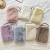 Cute Solid Color Faux Rabbit Fur Plush Shoulder Crossbody Bag Women Fashion Portable Mobile Phone Purse Kawaii Lady Handbag