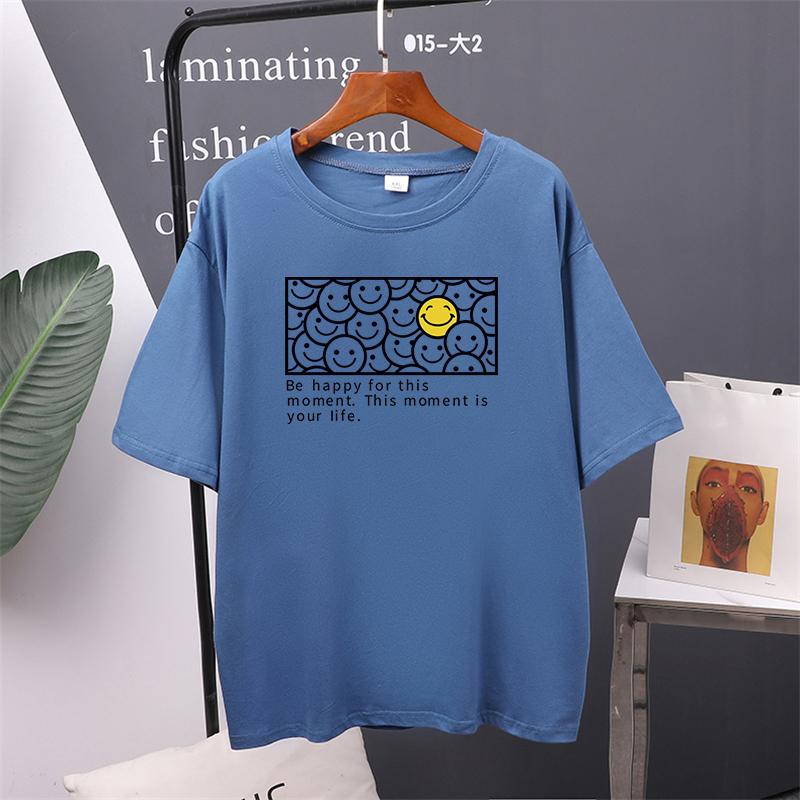 Футболка Harajuku с улыбающейся графикой, летние женские футболки больших размеров с короткими рукавами, женские топы