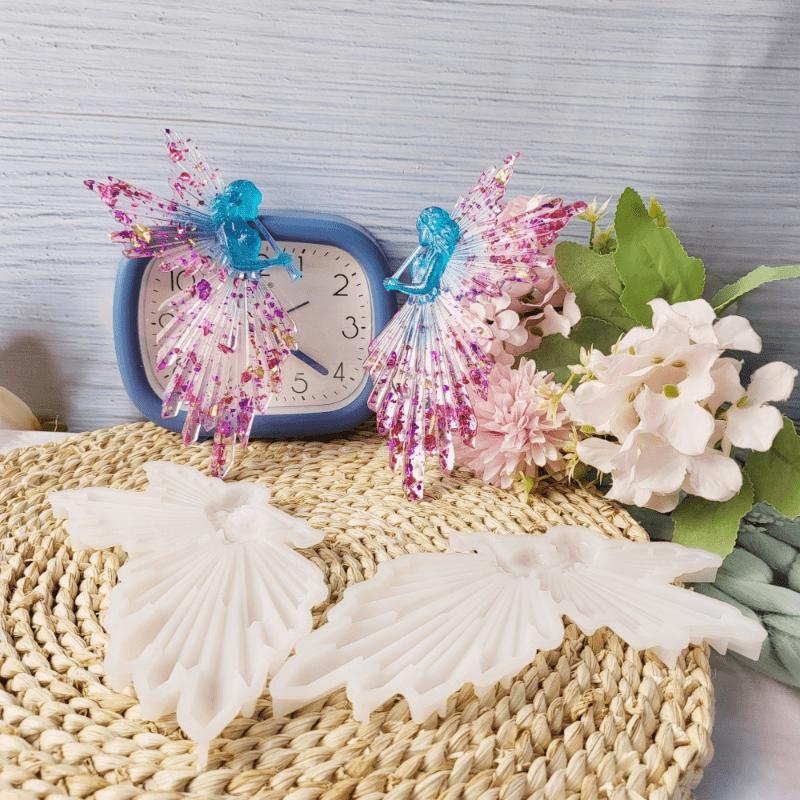 Crystal Drop Glue DIY Angel Mold Symmetrical Left and Right Blowing Flute with Wings Fairy High Mirror Silicone Mold