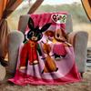 Bunny Flannel Blanket Soft Warm All-Season Throw, Design for Camping, Car Travel, Hiking Sofa, Bed, Office Perfect Gift for Parties