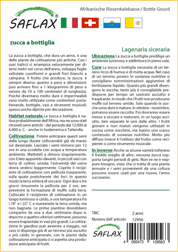 SAFLAX Подарочный набор - Тыква бутылочная - 15 семян - С подарочной коробкой, карточкой, этикеткой и субстратом для горшков - Lagenaria siceraria