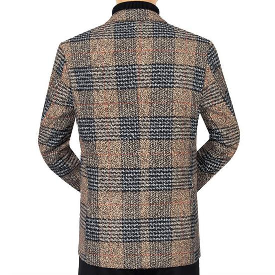 Мужской пиджак с лацканами, длинный рукав, клетчатый узор, застежка на две пуговицы, пиджак с карманами, приталенный деловой пиджак