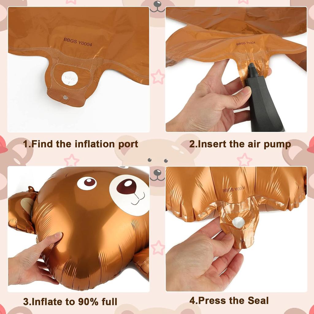 9 шт., воздушные шары с медведем, украшения, плюшевый мишка, воздушные шары из алюминиевой фольги, воздушные шары из фольги с животными для детей, мальчиков и девочек, день рождения