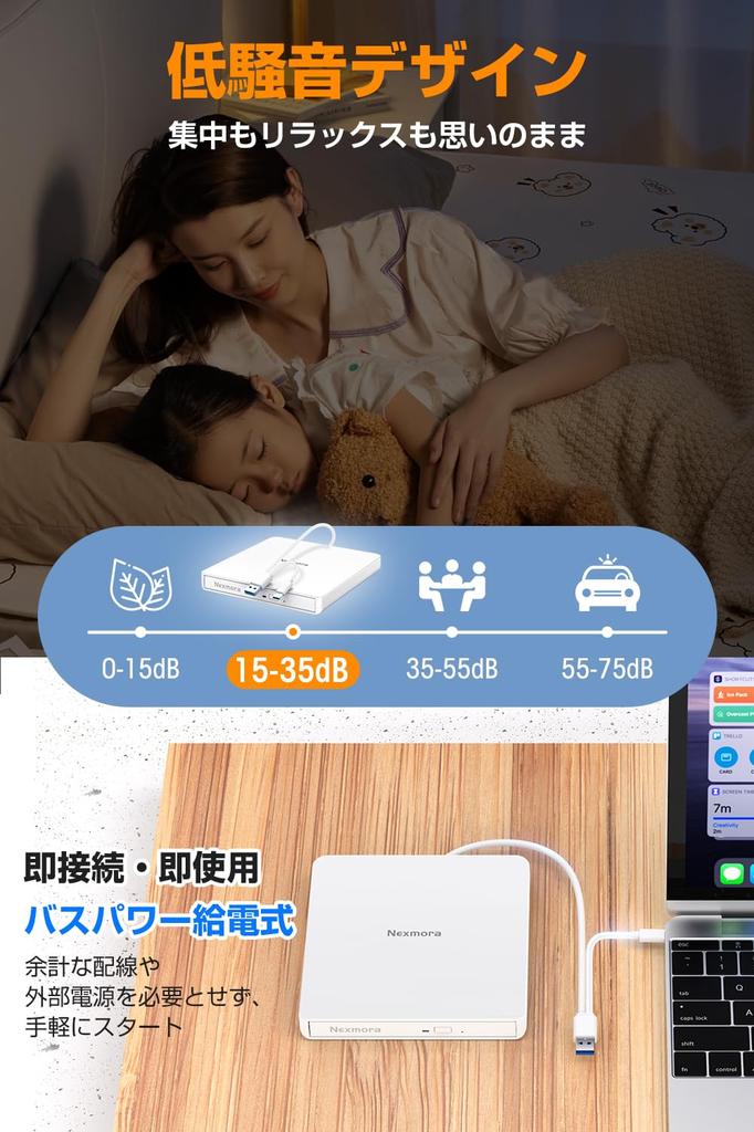 Innovative High Speed USB CD DVD Drive External Quiet DVD Player External DVD Drive USB Connection CD Player Bus Powered External CD Drive Lightweight