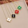 Titanium Steel Zircon Four-Leaf Clover Necklace Collarbone Chain Women'S Stainless Steel Pendant Neck Chain Jewelry