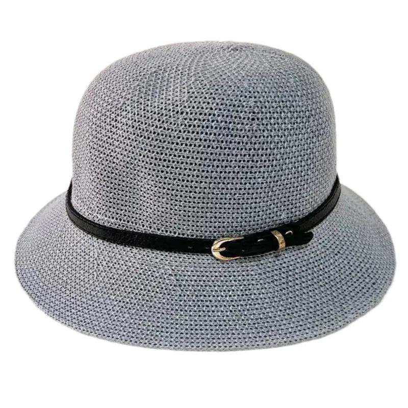 Шляпа от солнца с широкими полями, летняя защита от солнца, повседневные кепки, кожаные шляпы с пряжкой для рыбалки, женские соломенные кепки для отдыха на природе и пляжа