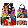 One Piece Luffy Backpack 3-Piece Set Student School Bag Anime Backpack Lunch Box Classic Large Capacity Waterproof