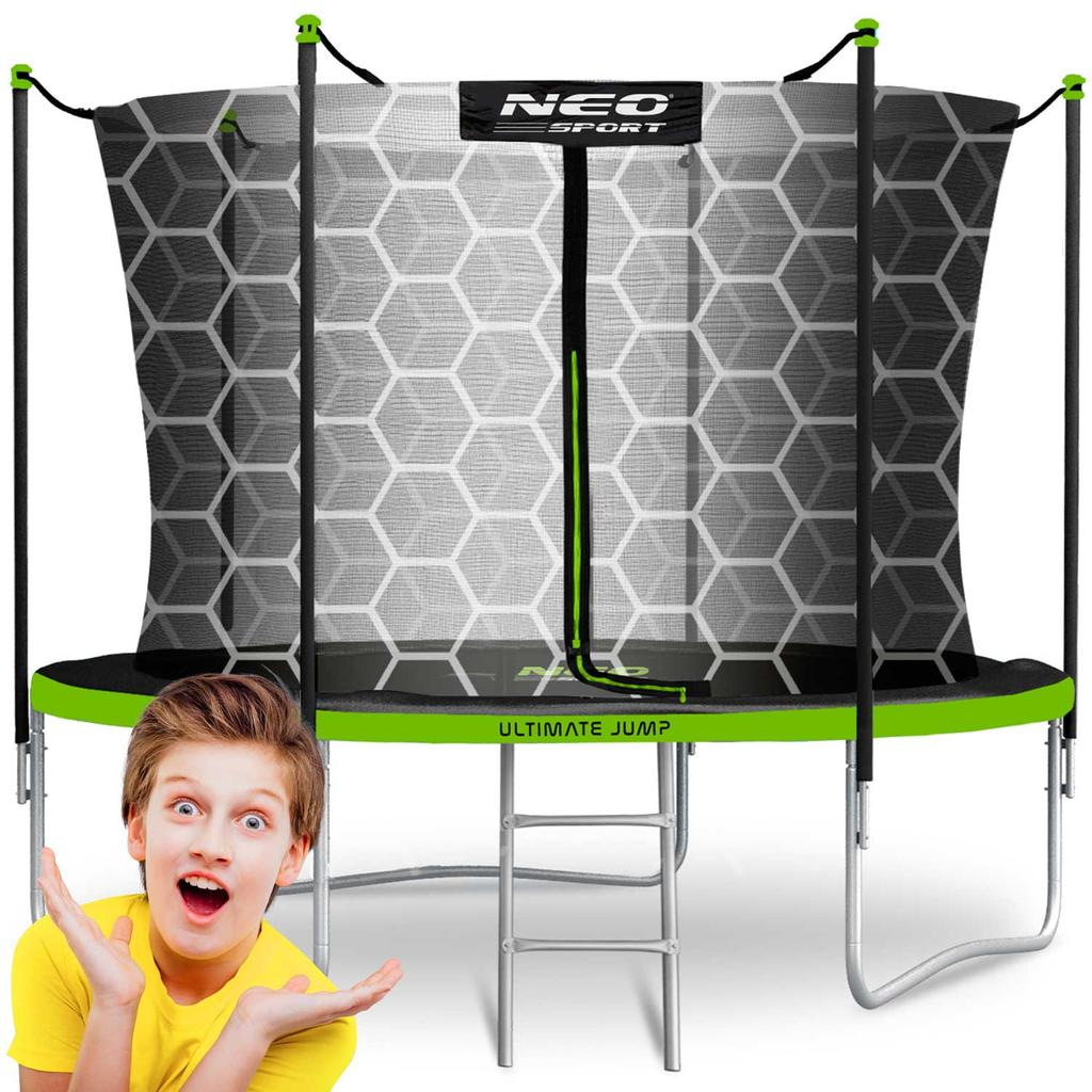 Trampolina Ogrodowa 8Ft/252Cm Z Siatką Wewnętrzną I Drabinką Neo-Sport