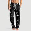 Мужские вязаные повседневные брюки с карманом и принтом на Хэллоуин, пижамные брюки