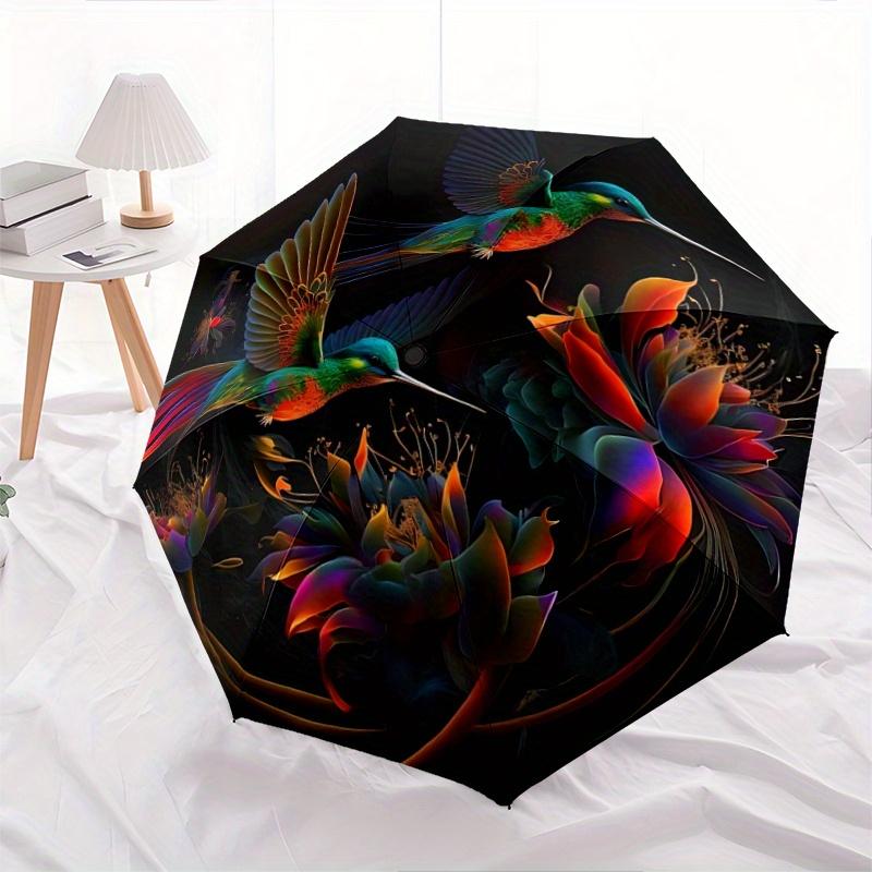 1pc Colorful Hummingbirds in Flight Automatic Opening and Closing Umbrella - Small Umbrella Suitable for Various Occasions W019