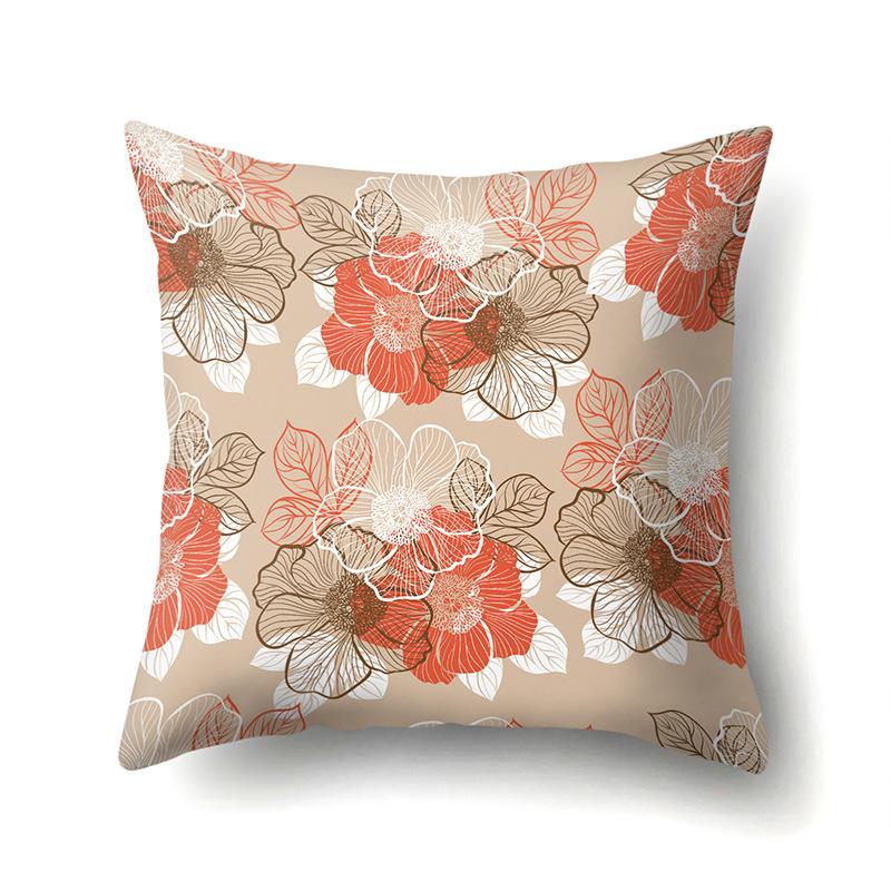 Полиэстеровая наволочка Декоративные цветы Домашнее растение Принт Наволочка Поясничная подушка Чехол на подушку для дивана