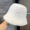 Женская шапка-ведро из искусственного меха, мягкая плюшевая однотонная зимняя теплая шапка-рыбак для осени и зимы