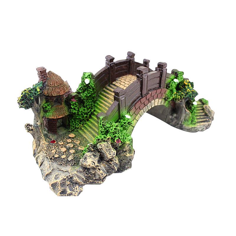 Artificial Rockery and Bridge Decoration Set for Fish Tank