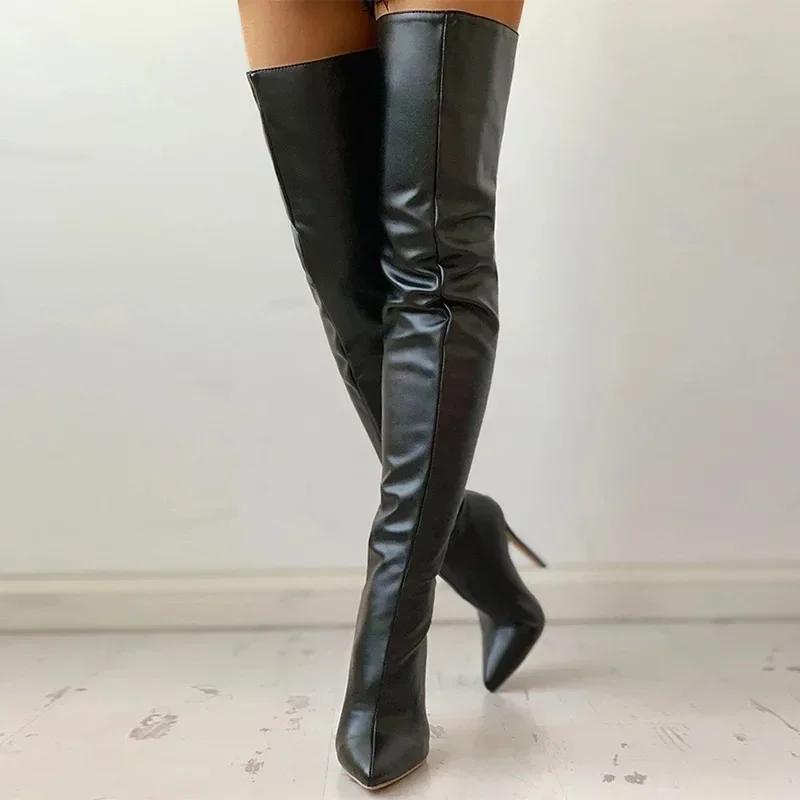 Women's Boots High Heel 11cm Over Knee Large Size 34-43 Back Zipper Fashion Personality Boots Thigh High Boots