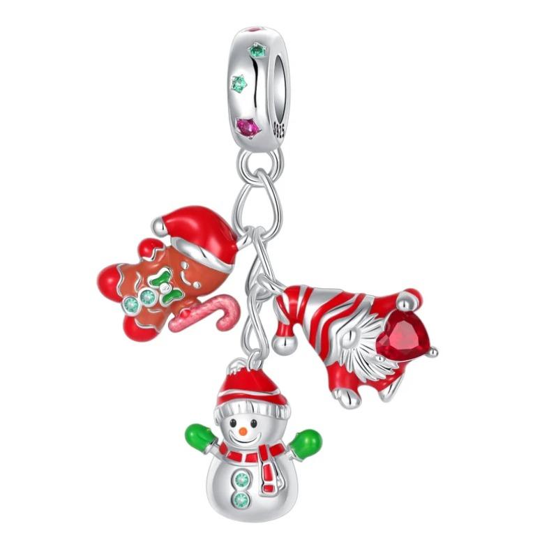 925 Silver Santa Claus Charms Bead Christmas House Dangle Pendant Fit Bangle Bracelet Necklace DIY Jewelry