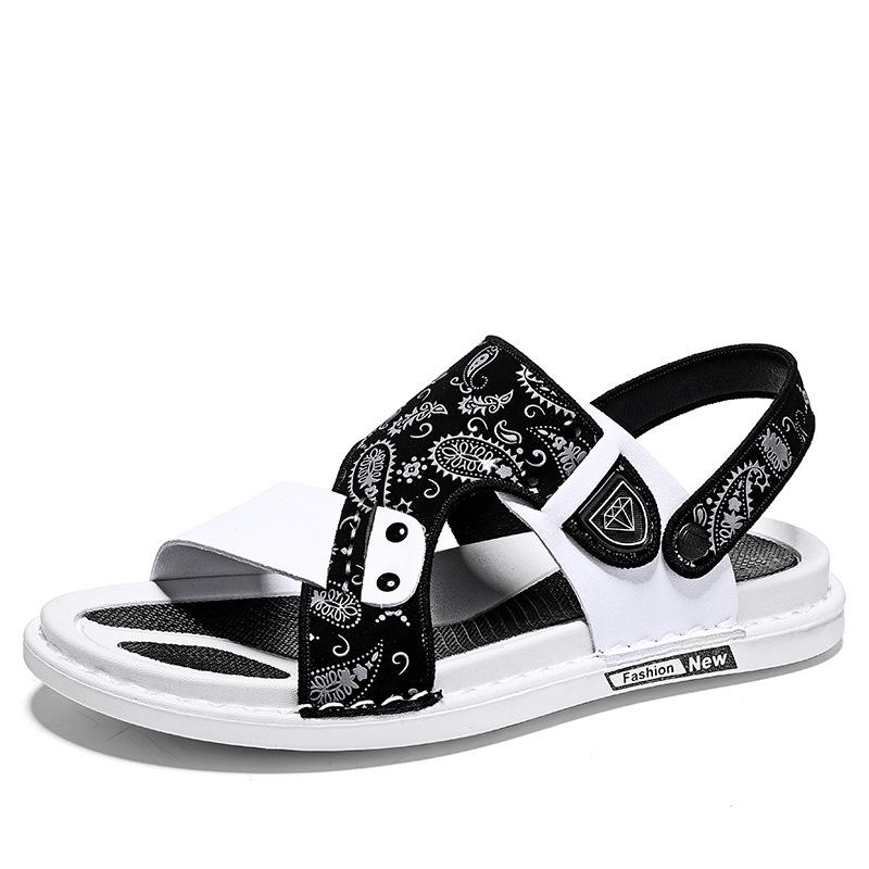 Летние новые корейские модные тапочки сандалии пляжная обувь большого размера повседневная одна пара обуви верхняя одежда модная мужская