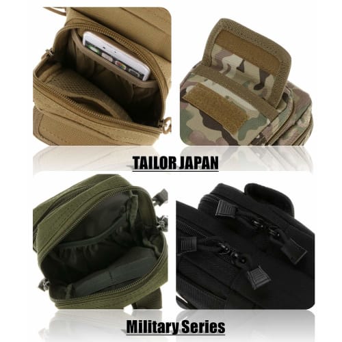 TAILOR JAPAN Tactical Pouch, Military Pouch for Smartphones, Airsoft, MOLLE, Tactical Bag, Military Bag, Outdoor (Black)