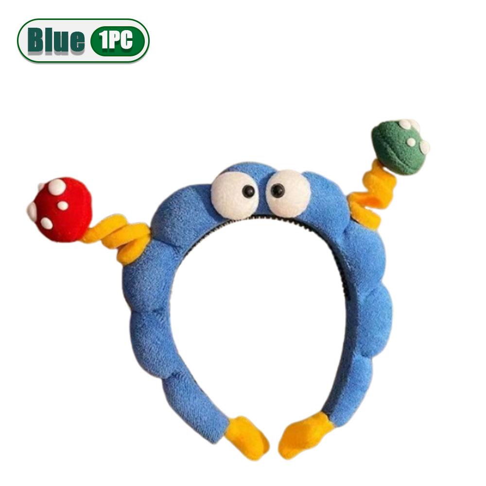 1-20 шт. Милая повязка на голову из губки, закрученная, забавная мультяшная плюшевая повязка для волос с большими глазами и грибочком, милый головной убор, обруч для волос с большими глазами, Y2k