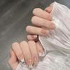 Золотая нить Длинный стиль Французские накладные ногти Носимый маникюр Наконечники для ногтей Съемный накладной ноготь Девушка