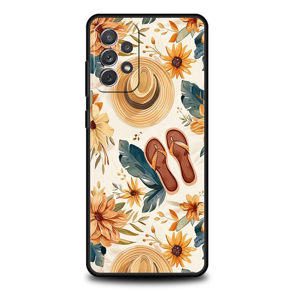 Летний пляжный чехол для телефона для Samsung Galaxy A73 A55 A53 A51 A35 A33 A32 A25 A23 A22 A15 A13 A17 A07 5G Мягкий ТПУ корпус Fundas Сумки