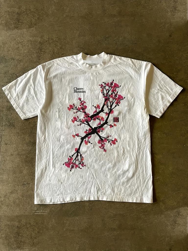 A Beautiful Cherry Blossom Printed Unisexs T Shirt Tee Unisex Cotton Summer Spring Oversized Casual Loose Novelty Funny Top Gifts