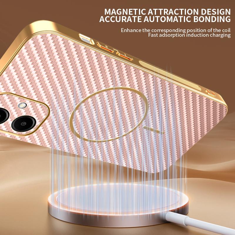 For Samsung Galaxy A06 4G Phone Case Carbon Fiber Textured Electroplated TPU Back Cover