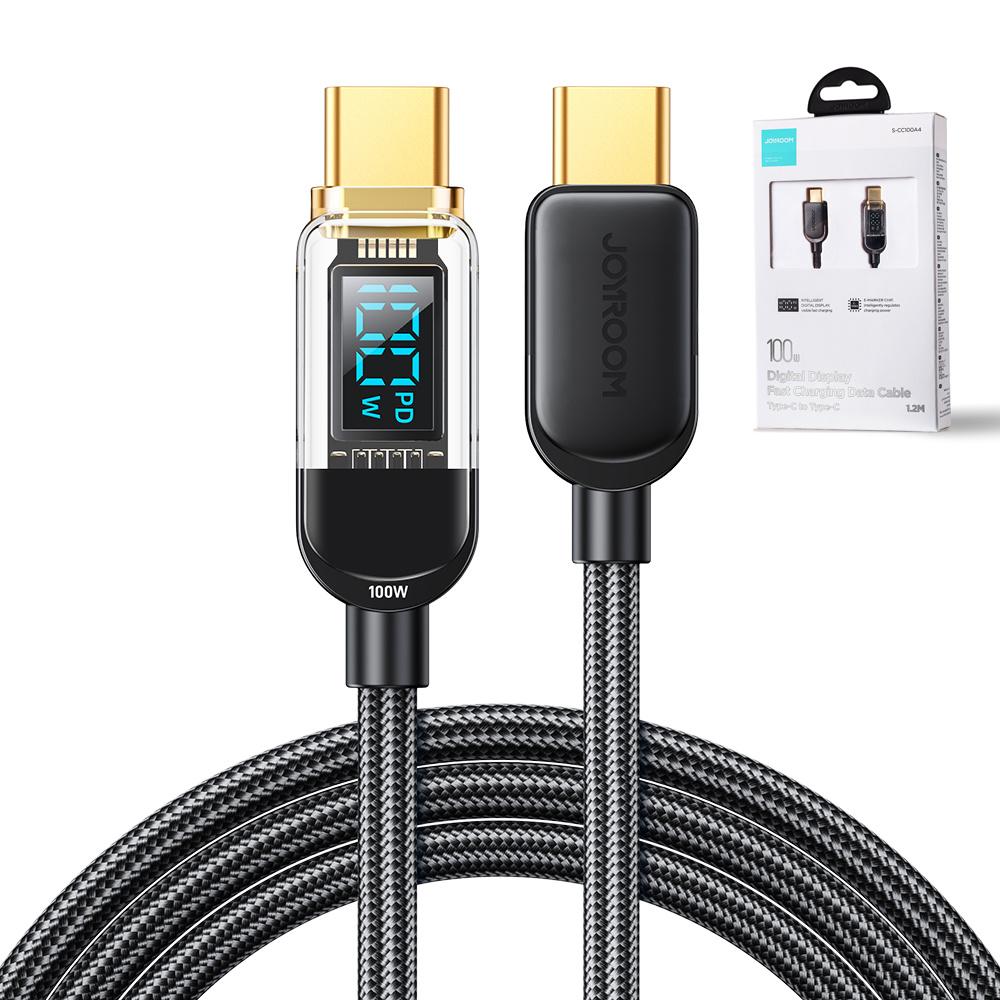 Joyroom 100W USB-C to USB-C Charging Cable with Power Display, 1.2m, Black
