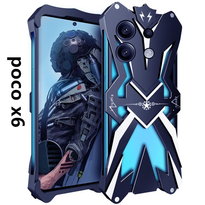 For POCO F6 Pro Zimon Luxury New Thor Heavy Duty Armor Metal Aluminum Phone Cases For POCO F6 F5 Pro POCO X5 X6 Pro funda Cover