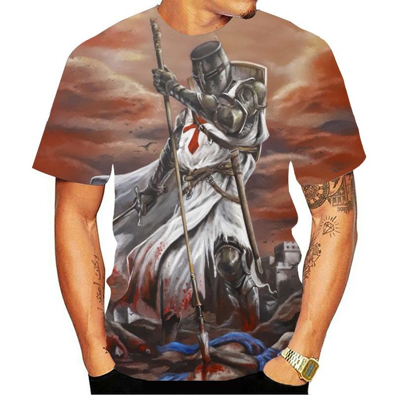 Knights Templar 3D Print T Shirt Knights Templar Fashion Casual T-Shirts Men Women Hip Hop Harajuku Streetwear T Shirt Tee Tops