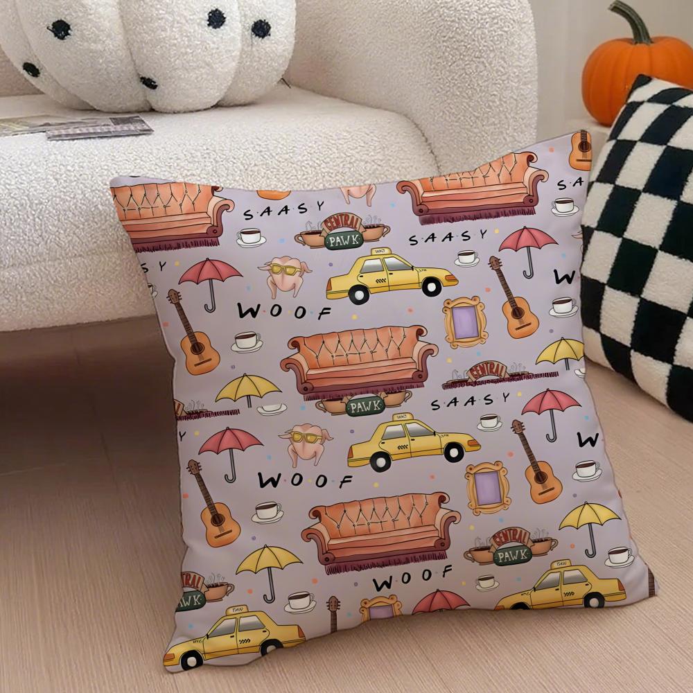Nostalgic pop fashion FFriends TV Cushion Cover Throw Pillow Cover Hidden Button Durable Polyester Chair Cushion