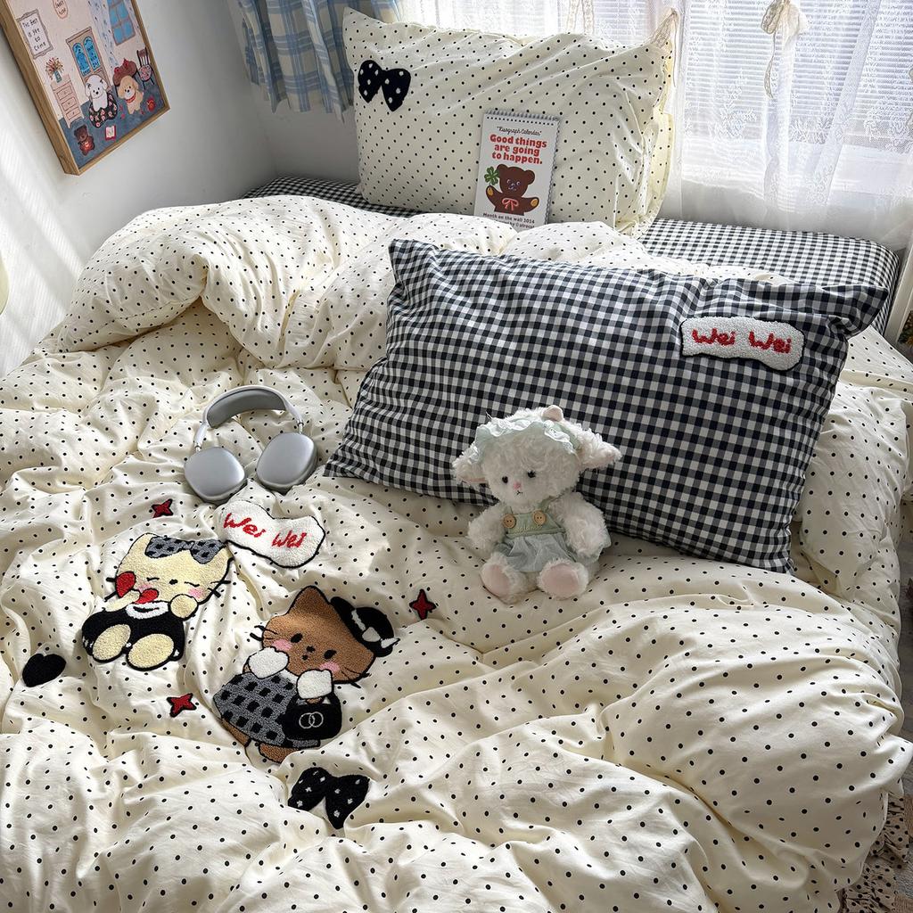 Class A Cute Cartoon Pure Cotton Cotton, Bed Sheet Quilt Cover Quilt Cover Student Dormitory