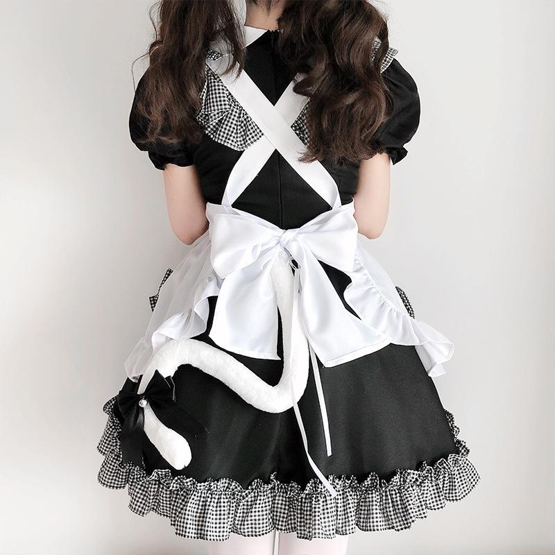 J-yuefang Maid Costume Dress, Black and White, Japanese Anime Role Playing Outfit, Sizes S-XXL