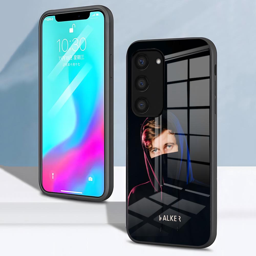 Чехол для телефона Alan Walker DJ для Samsung S26 S25 S24 FE S23 S22 S21 Plus S20 Ultra Note20Ultra Черное Стеклянное Покрытие