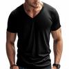 Мужская летняя футболка с короткими рукавами и V-образным вырезом, однотонная, быстросохнущая, свободная, средней длины, топ для занятий спортом, офиса, свиданий