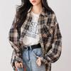 Женский осенний свободный топ в клетку с длинными рукавами в стиле ленивой моды
