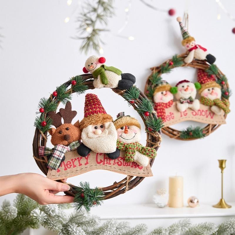 Рождественский Семейный DIY Венок Санта Снеговик Олень 30 см Мягкий Фланель Удобный Праздничный Декор