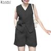 ZANZEA Женский жилет и шорты, летний комплект из двух частей