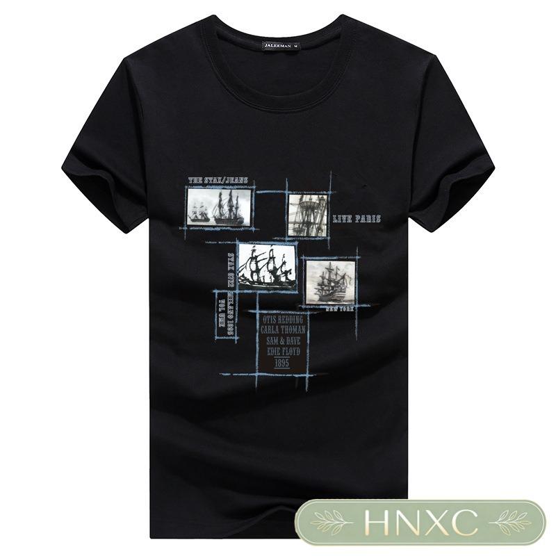 HNXC Мужская Модная Повседневная Летняя Весенняя Блузки и Рубашки с Круглым Вырезом и Коротким Рукавом Классические Изысканные