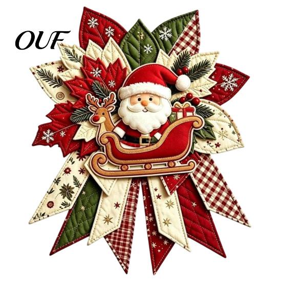 Unique Seasonal Decorative Crafts Christmas DIY Quilted Bow Sewing Craft Kit, Pre-cut Patchwork Handmade Fabric Decoration Projects Set, Holiday Door