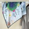 Guochao Шарф из 100% шелка тутового дерева с пейзажем лотосов - Универсальный женский квадратный платок
